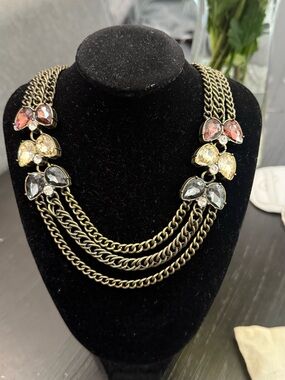 Chloe + Isabel Gold-Tone Multirow Necklace with Pink, Yellow & Gray Stones